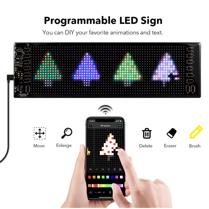 5V 2A 16x64 LED Programmable Matrix Panel 92x374mm