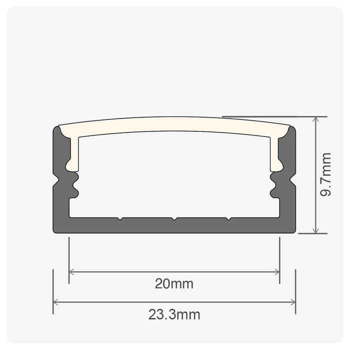 3M Surface Aluminium Channel for LED Strip Lights 23x9mm