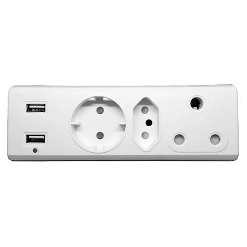 3 Way Multi Plug with Usb R-21 Redisson - Light Market