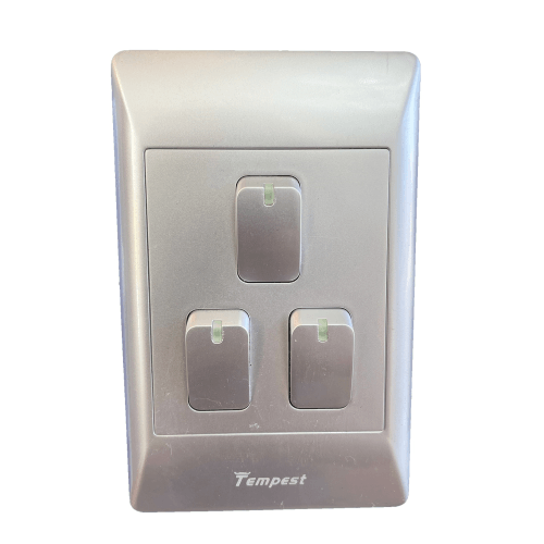 4x2 3 Lever Light Switch Silver TNC-SA-003/S Tempest - Light Market