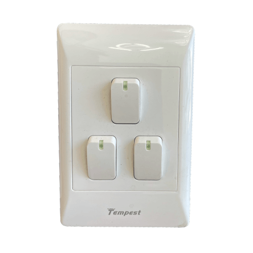 4x2 3 Lever Light Switch White TNC-SA-003 Tempest - Light Market