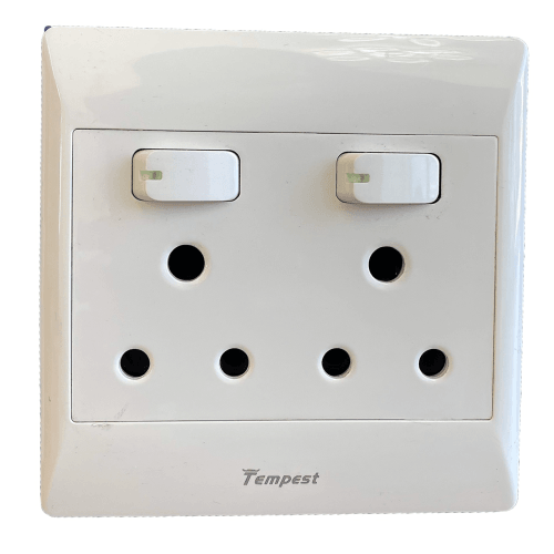 4x4 Double Wall Plug With Switch White TNC-SA-025 Tempest - Light Market