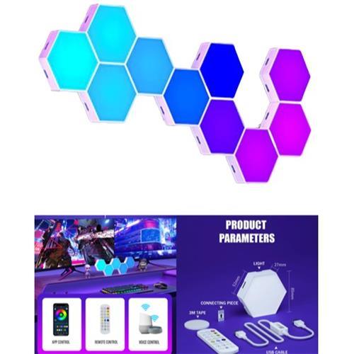 5V Hexagon RGB Wall Lights with Touch Sensitive Modular 10 piece - Light Market