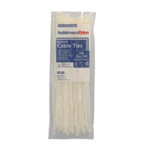 Hellermann Tyton Cable Ties T50l 300x4.6mm 100 Pack - Light Market