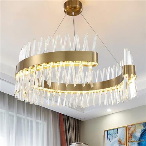 Tri-Colour Crystal Lux C Shaped Chandelier 600mm DRSA7006 - Light Market