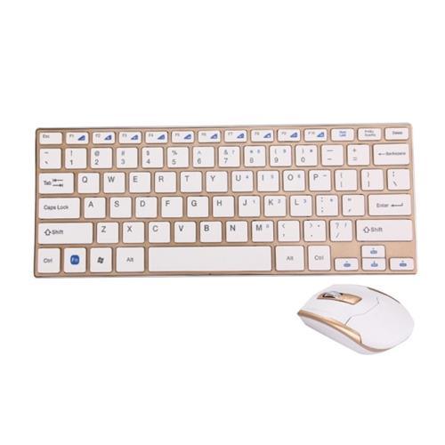 Wireless Keyboard and Mouse Combo Gold and White QK3940 - Light Market