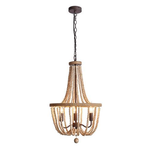 Wooden Bead Chandelier Natural Brown CH894/3 - Light Market